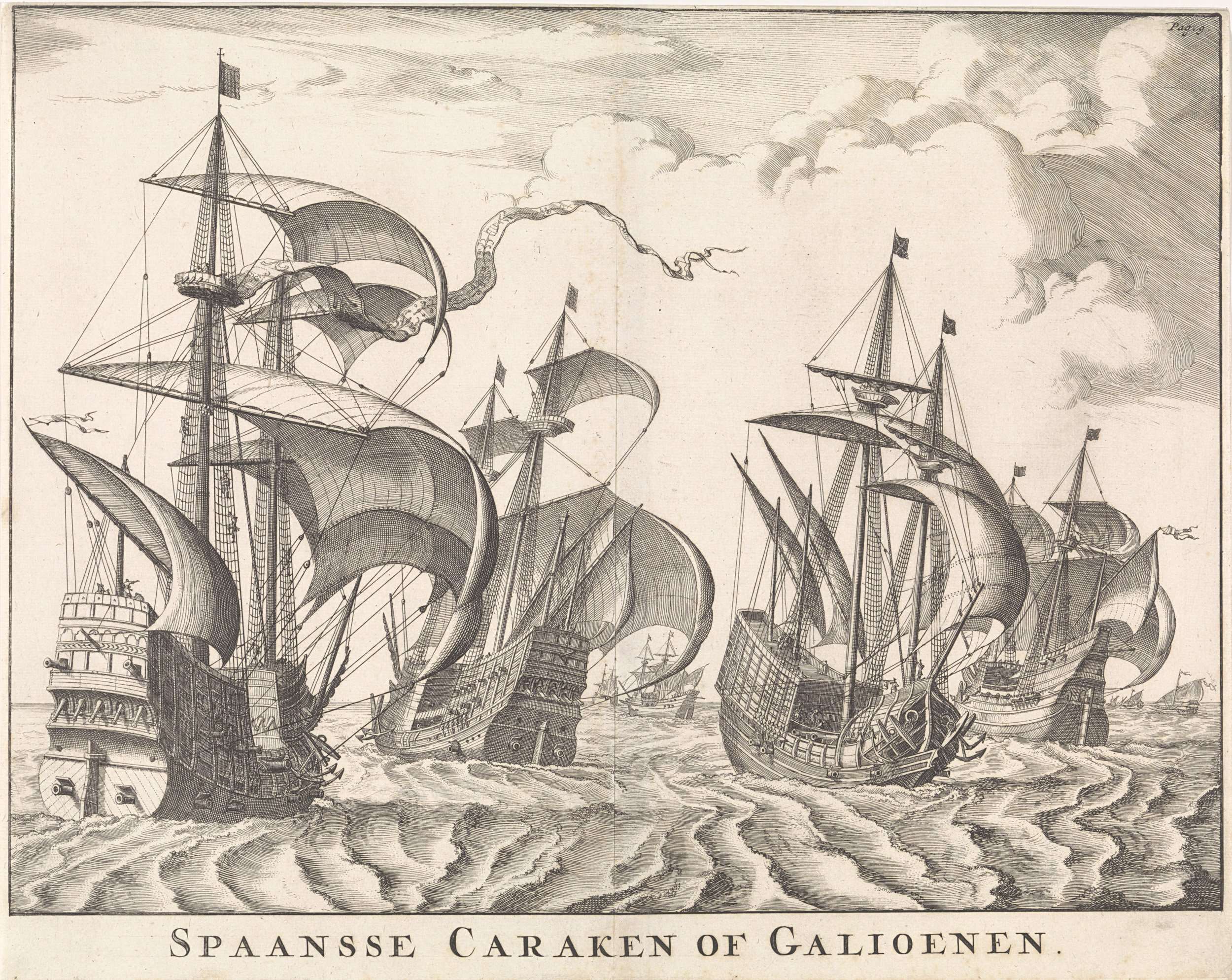 Spanish Galleons At Sea Jan Luyken 1697