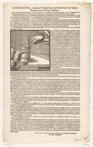 Instruction on the maintenance of the small hose fire hoses, ca. 1765, anonymous, 1760 - 1768 Canvas Print