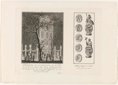 Illumination of the house of Mr.M. Straalman in Amsterdam, 1788, Carel Jacob de Huyser, 1788 Canvas Print