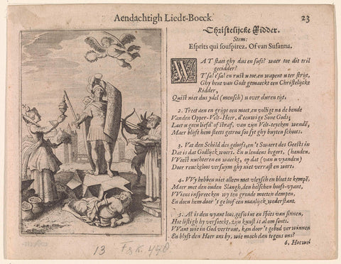 Knight surrounded by allegorical figures, Jan van de Velde (II), 1622 Canvas Print