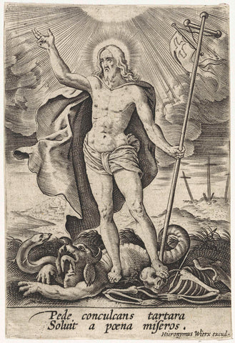 Christ as conqueror of evil and death, Antonie Wierix (II) (attributed to), 1565 - before 1604 Canvas Print