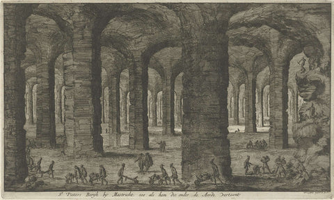 Limestone quarries under the Sint-Pietersberg, Jan Luyken, 1682 Canvas Print