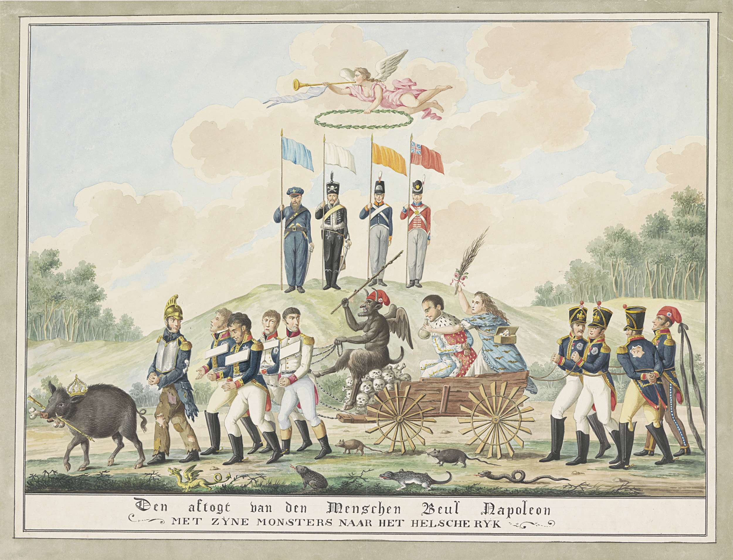Cartoon on Napoleon's exile to Elba, 1814, Wij