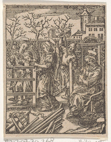 Christuskind timmert een hek, Christoffel van Sichem (II), 1617 - 1658 Canvas Print