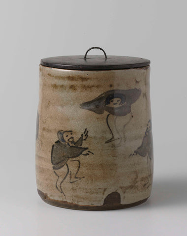 Water jar with five dancing figures and inscriptions, anonymous, anonymous, c. 1800 - c. 1899 Canvas Print