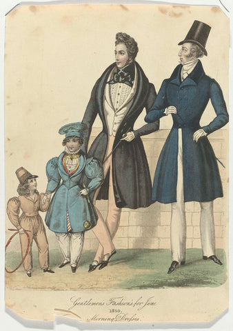 Gentlemen's Fashions for June 1830 : Morning Dresses, anonymous, 1830 Canvas Print
