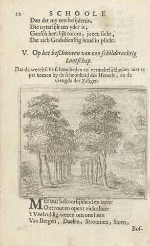 Avenue with trees, Arnold Houbraken, 1682 Canvas Print