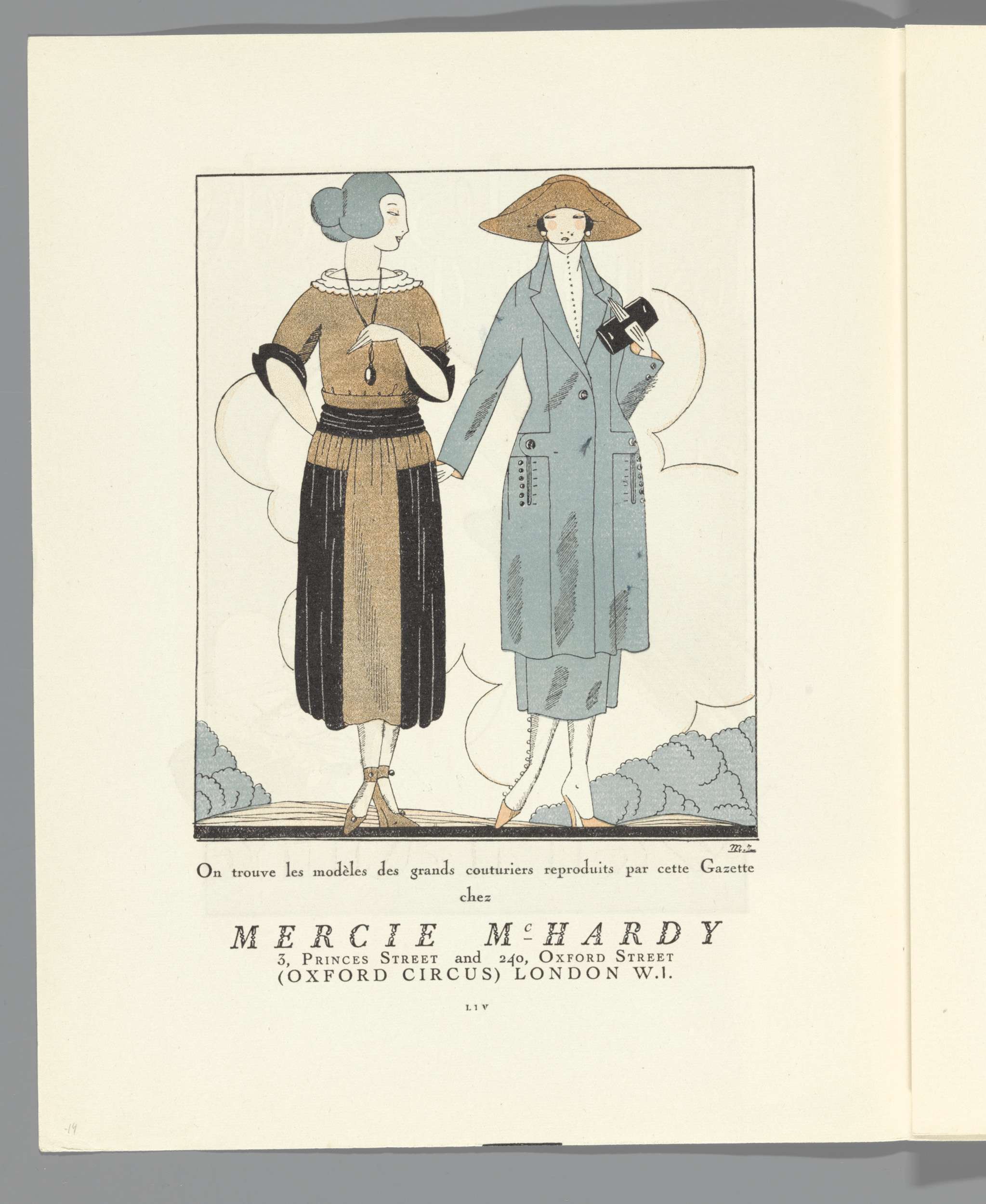 Original Sketch Prints (Set of 4) Fall Fashions by Simeon of French Fashion Designers,Gazette du Bon Ton-France outlet No.7, 1920, 7.5x9.75 inches