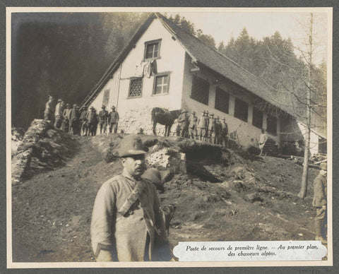 Alpine hunters at an aid station at the front in the Dolomites, presumably Italians, Henri de Rothschild (attributed to), 1916 Canvas Print