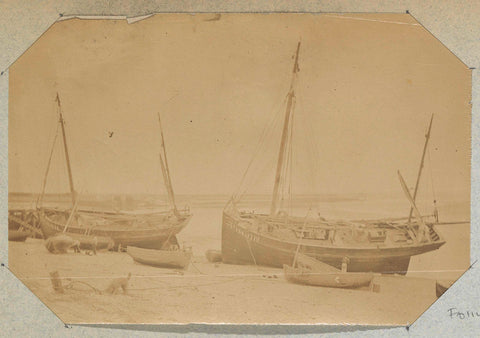 Ships on a dried-up shore, presumably in France, anonymous, c. 1880 - c. 1900 Canvas Print