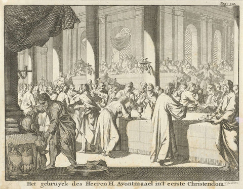 Eucharist celebration in a church, Caspar Luyken, 1694 Canvas Print