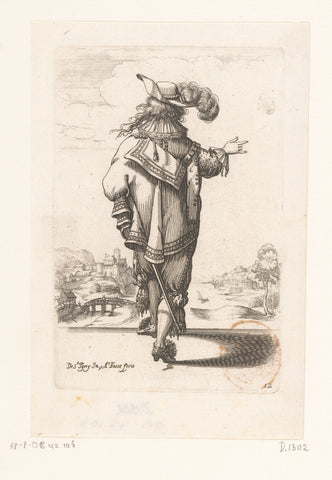 French nobleman, seen on the back, dressed according to the fashion of ca. 1630, Abraham Bosse, 1629 Canvas Print