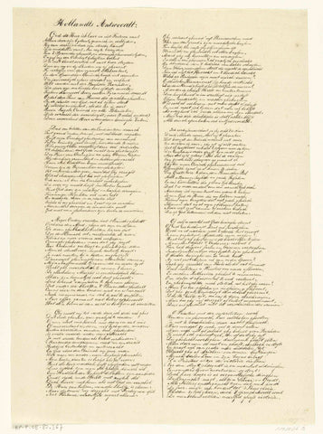 Transcription of the verses to a political allegory from 1598, anonymous, 1800 - 1899 Canvas Print