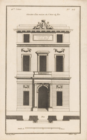 Façade with columns and balcony, Jean Pelletier, 1772 - 1779 Canvas Print