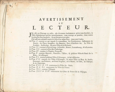 Woord vooraf aan de lezer van prentwerk: Les Forces de l'Europe, Asie, Afrique et Amerique, ca. 1702, Pieter Mortier (I), 1702 - 1703 Canvas Print