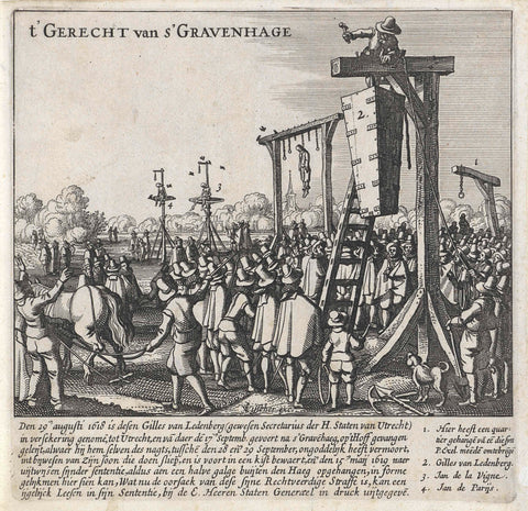 Coffin of Ledenberg on the Gallows, Claes Jansz. Visscher (II), 1619 Canvas Print