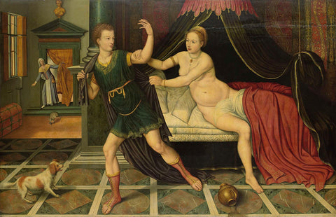 Joseph and Potiphar's Wife, anonymous, c. 1575 Canvas Print