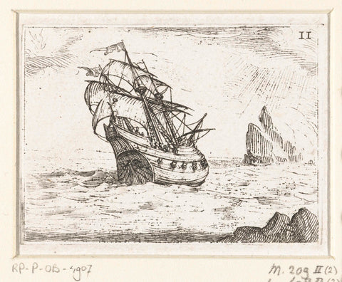 Ship in a Storm, Jacques Callot, 1646 Canvas Print