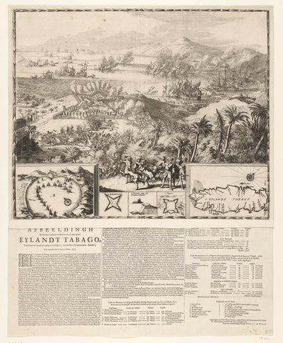 Battles between Dutch and French on the island of Tobago, 1677, Romeyn de Hooghe, 1677 Canvas Print