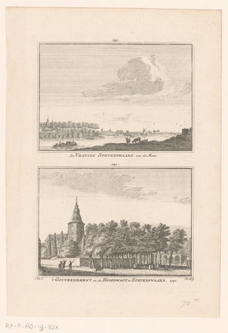 View of the fortress and view of the governorate and the main guard, at Stevensweert, 1740, Hendrik Spilman, 1746 - 1792 Canvas Print