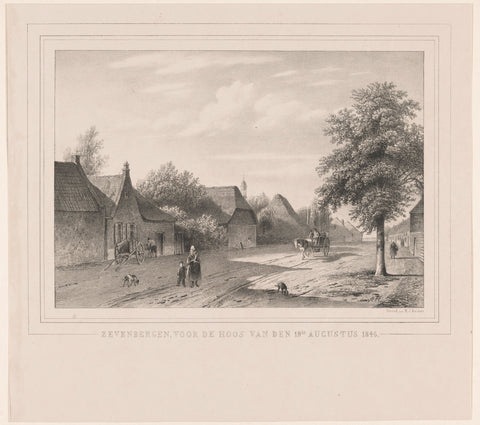 Zevenbergen, voor de hoos van den 19den augustus 1845, Monogrammist AH (lithographer), 1845 Canvas Print