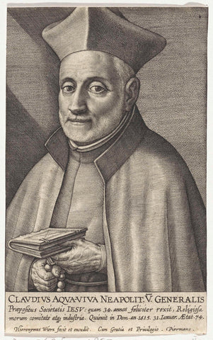 Portrait of the Jesuit Claudius Aquaviva, Hieronymus Wierix, 1615 - 1619 Canvas Print