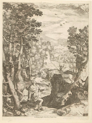 Landscape with the Vision of Eustachius, Cornelis Cort, 1774 Canvas Print