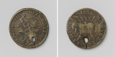 Emergency coin of half a crown of siege of James II, King of England, emergency coin from October 1689, anonymous, 1689 Canvas Print