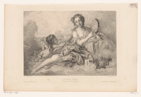 Muse Erato met putto en tamboerijn, Albert Ardail, 1890 Canvas Print