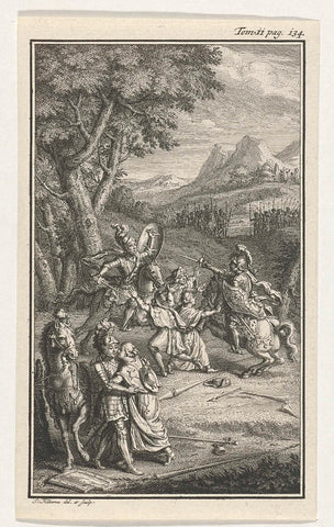 Knights in combat, Jacob Folkema, 1702 - 1767 Canvas Print