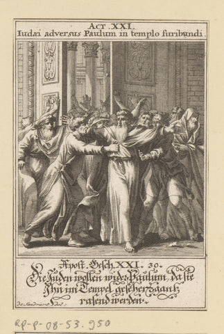 Jews seize apostle Paul in the temple, anonymous, 1697 Canvas Print