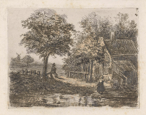 Waterfront farm, David van der Kellen (1804-1879), 1814 - 1859 Canvas Print