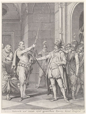 Egmond gives his sword to Alva, 1567, Theodoor Koning, 1779 Canvas Print