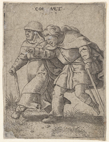 Woman and blind man dressed as peasants, Cornelis Massijs, after 1538 - before 1577 Canvas Print