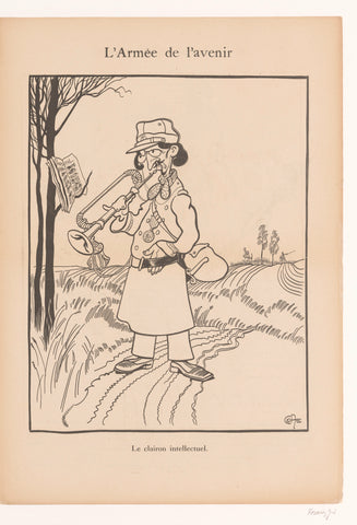 Caricature of a clarion player in the army as an intellectual, Caran d'Ache, 1898 Canvas Print