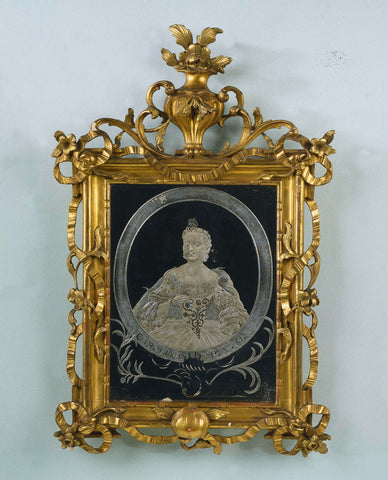 Mirror with a portrait of Princess Carolina, Christiaan Schröder, 1757 Canvas Print