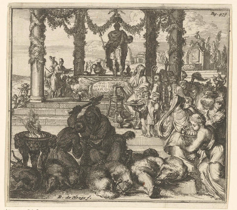 Romans make various sacrifices, Romeyn de Hooghe, 1672 Canvas Print