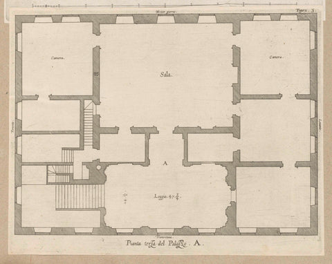 Map of the first floor of the Palazzo Carrega-Cataldi in Genoa, Nicolaes Ryckmans, 1622 Canvas Print