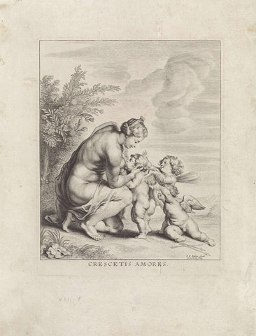 Venus suckling three amors, Cornelis Galle (II), c. 1610 - c. 1678 Canvas Print