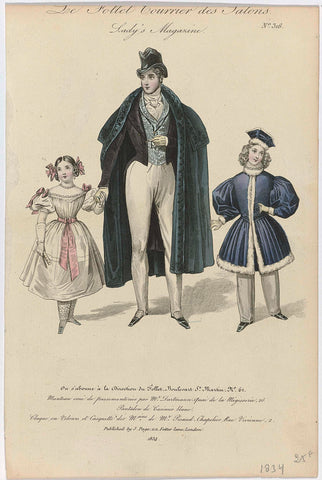 Le Follet Courrier des Salons, Lady's Magazine, 1834, No. 316: Coat adorned with trinesses (...), anonymous, 1834 Canvas Print