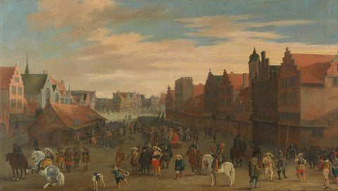 The disbanding of the 'Waardgelders' (Mercenaries in the Pay of the Town Government) by Prince Maurits on the Neude, Utrecht, 31 July 1618, Pauwels van Hillegaert, 1627 Canvas Print