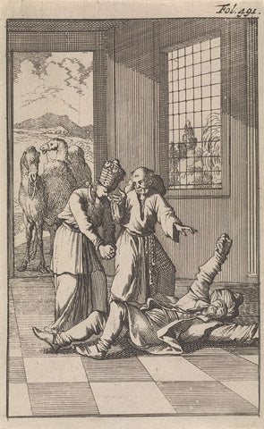 Mahomed is enraptured at the feet of his wife Kadiga, Caspar Luyken, 1696 Canvas Print