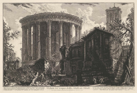 Temple of Vesta and the Temple of the Tiburtine Sibyl at Tivoli, Giovanni Battista Piranesi, 1748 - 1778 Canvas Print