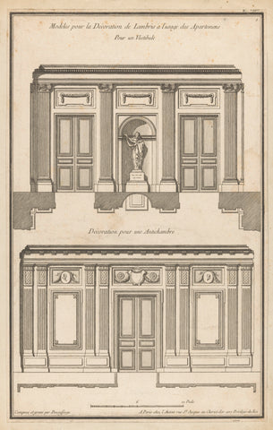 Vestibule in antechamber, Jean François de Neufforge, 1761 Canvas Print