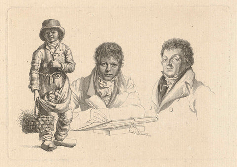 Portraits of J.P. Visser Bender and P.Pz. Barbiers next to a boy, Jacob Ernst Marcus, 1812 Canvas Print