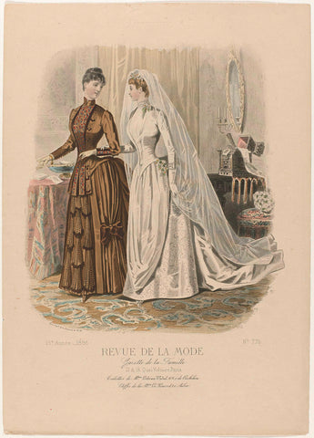 Revue de la Mode, Gazette de la Famille, Sunday, November 7, 1886, 15th Year, No. 775: Toilets of M.me Lebrun-Vidal (...), anonymous, 1886 Canvas Print