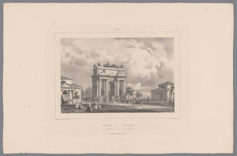 View of the Arco della Pace in Milan, Isodore-Laurent Deroy, 1838 - 1841 Canvas Print