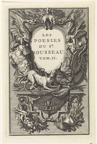 Titelpagina voor: J.-B. Rousseau, Les oeuvres, 1712, Bernard Picart (workshop of), 1712 Canvas Print