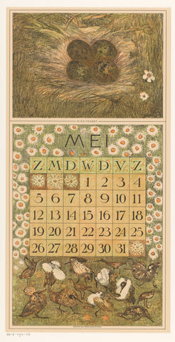 Calendar sheet May with kievitsnest, Theo van Hoytema, 1911 Canvas Print