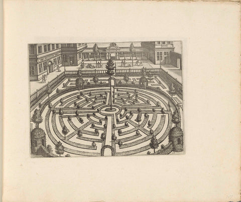 Cirkelvormige parterre in de vorm van een labyrint, Hans Vredeman de Vries, c. 1635 - c. 1640 Canvas Print